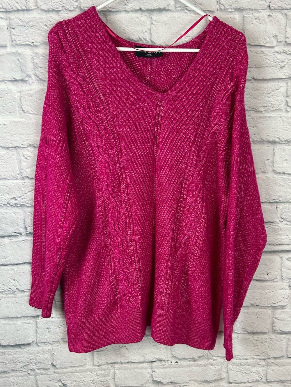 Lane Bryant Pink Cable Knit V-Neck Tunic Sweater Plus Size 18/20